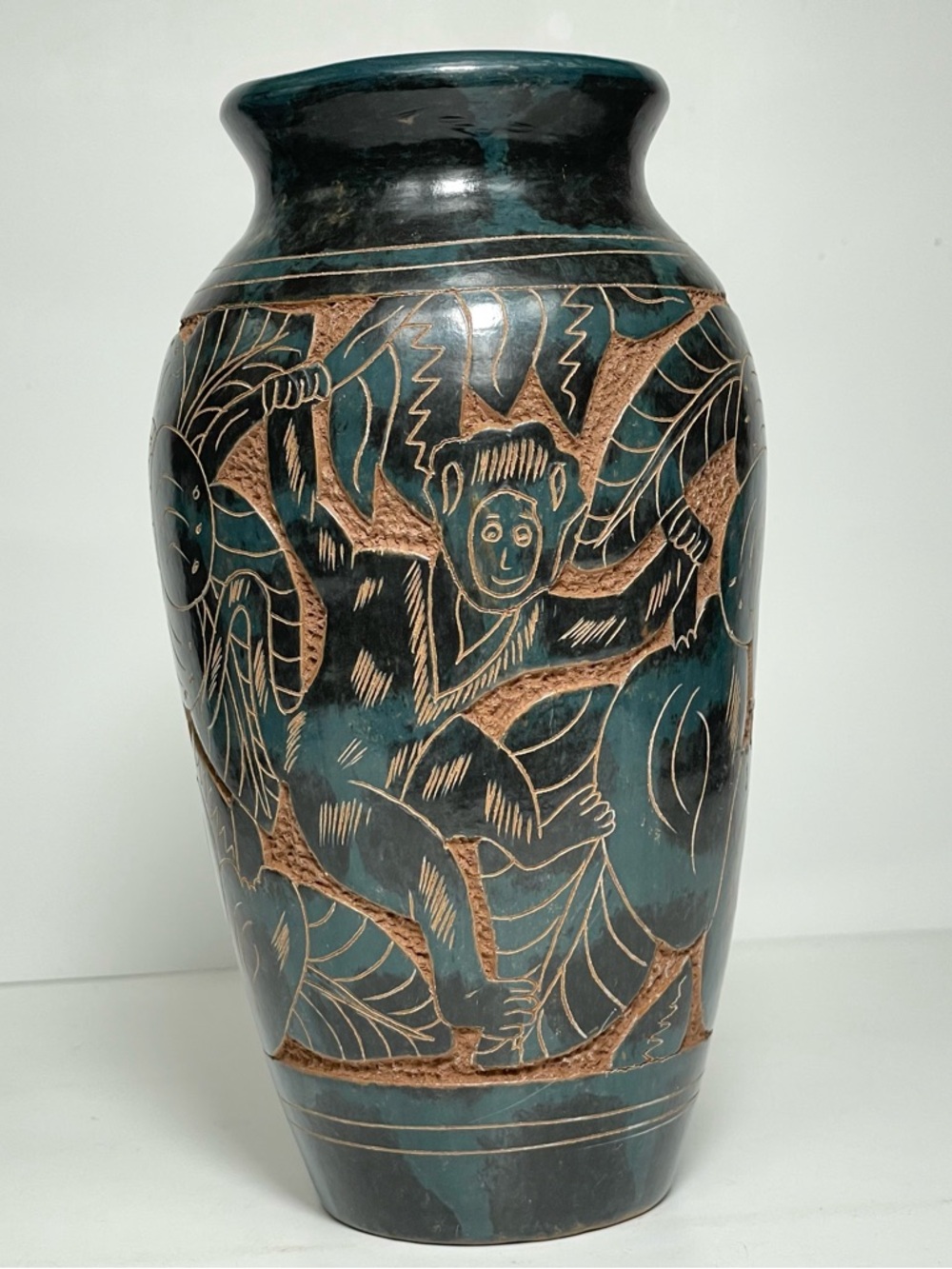 Folk Art Pottery Vase Tropical Jungle Nicaraguan Pottery